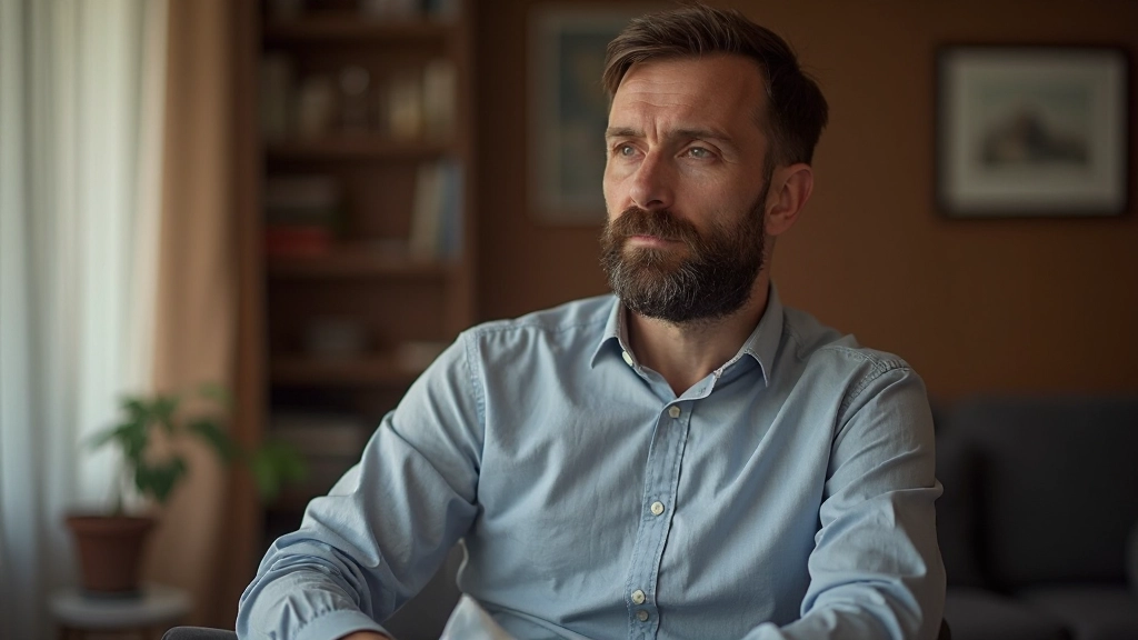 Zwei Menschen in einem ruhigen Gespräch, eine Person mit offener Körpersprache, sitzend in entspanntem Setting