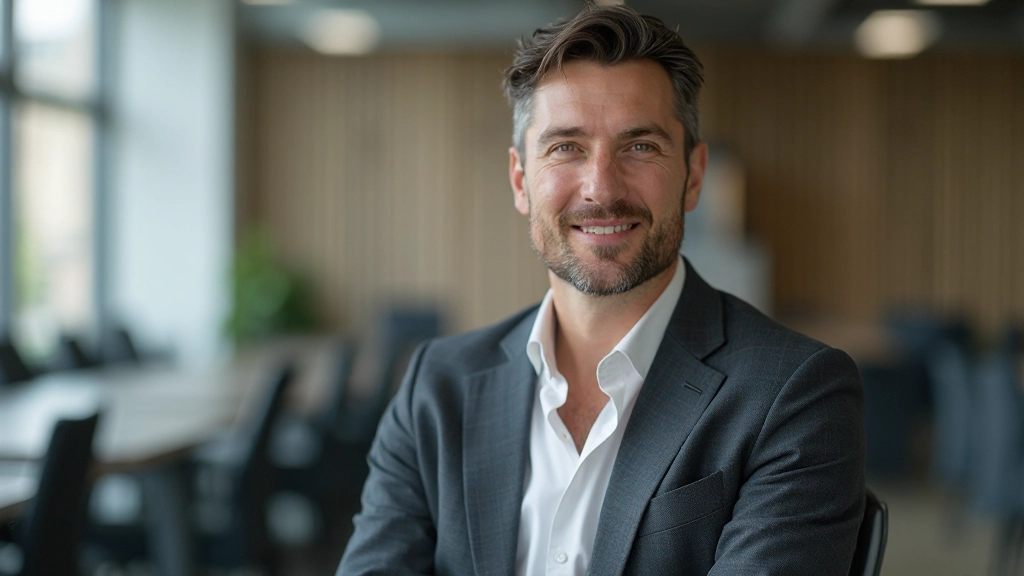 Person in einem Moment der Reflexion und positiven Selbstbestätigung, aufrecht sitzend mit inspiriertem Gesichtsausdruck